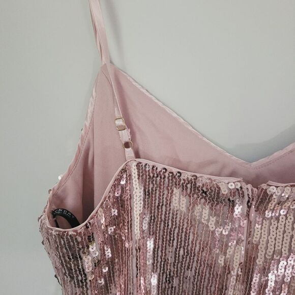 Laundry by Shelli Segal Sequin Fringe Sheath Dress in Pink Size 8 - Picture 7 of 8